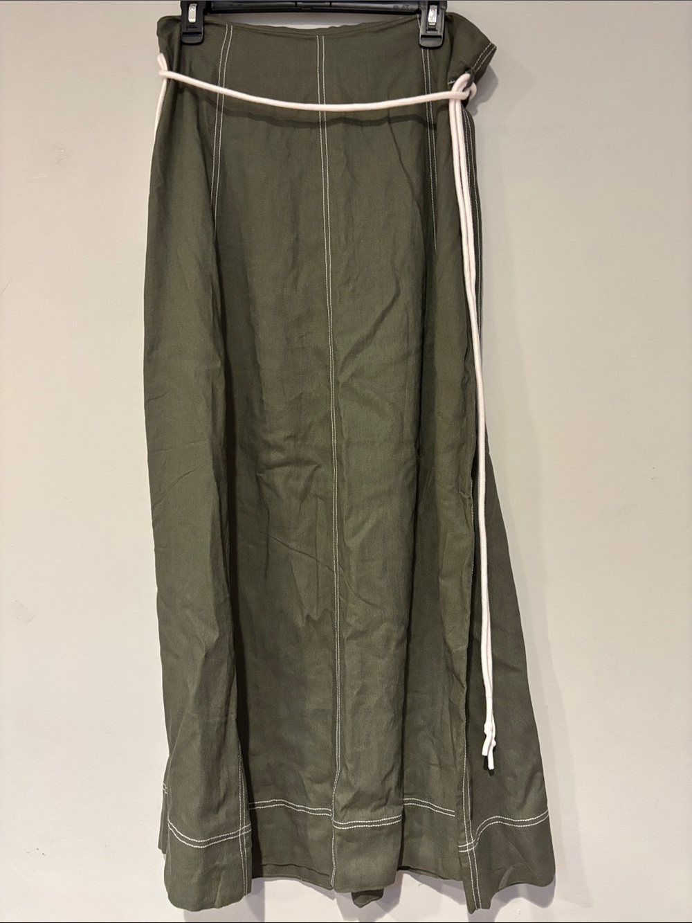 Chalme Australia olive skirt  with Contrast Stitching